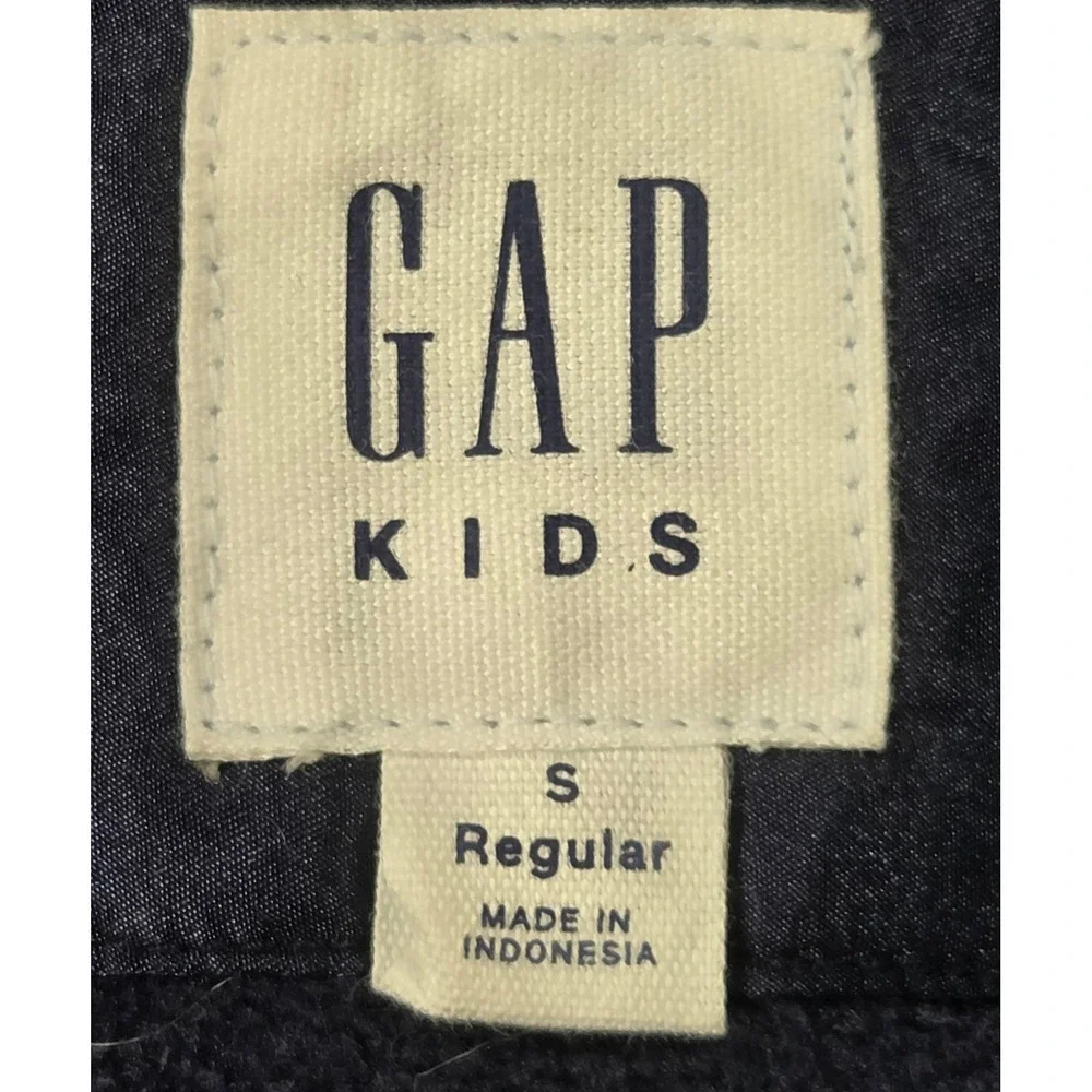Gap Kids Girls Navy Blue Down Puffer Parka Faux Fur Hood Coat Size S 6-7